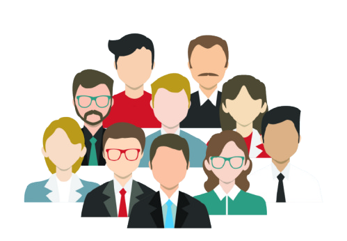 A cartoon of heads of your new team. They have no features and the image is more of a suggestion.